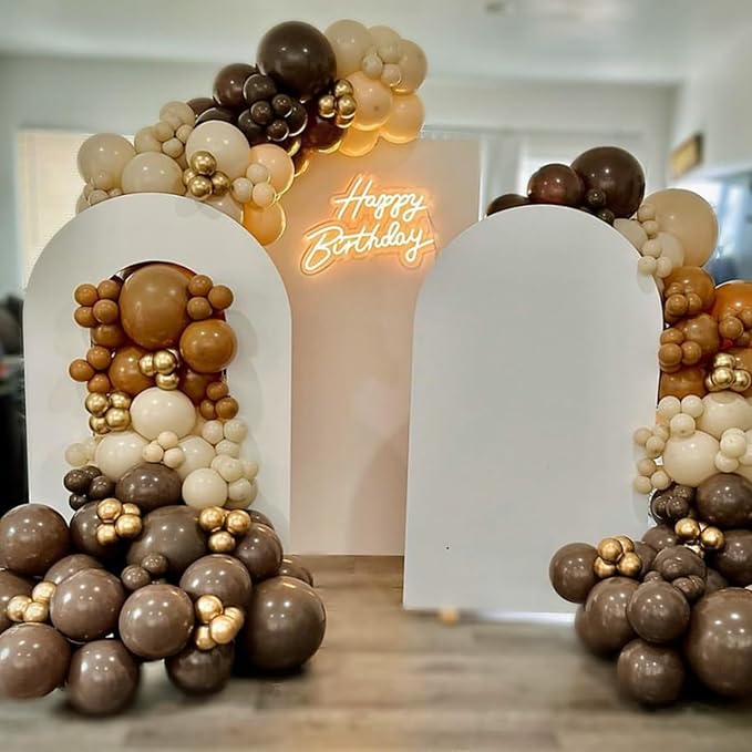 Awenztech 110pcs Brown Balloons, 18 12 10 5 inch Brown Balloons Different Sizes Balloon Garland for Netural Baby Shower Woodland Jungle Safari Birthday Party Decorations