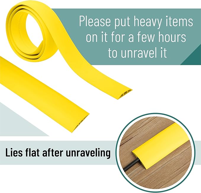 Bates- Floor Cord Cover, 30ft, Cable Cavity 0.6" (W) x 0.31" (H), Heavy Duty Wire Protector, PVC Extension Cords Hider, Protect Cords, Prevent Cable Trips, Cord Hider for Office, Home, Outdoor
