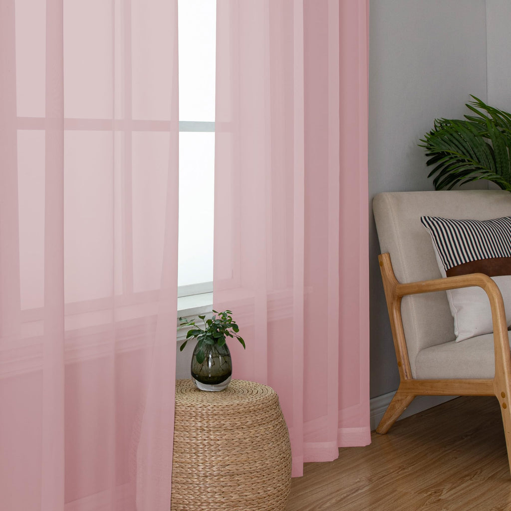 Blush Pink Sheer Curtains 78 Inches Long 2 Panels Set for Living Room (2 Count)