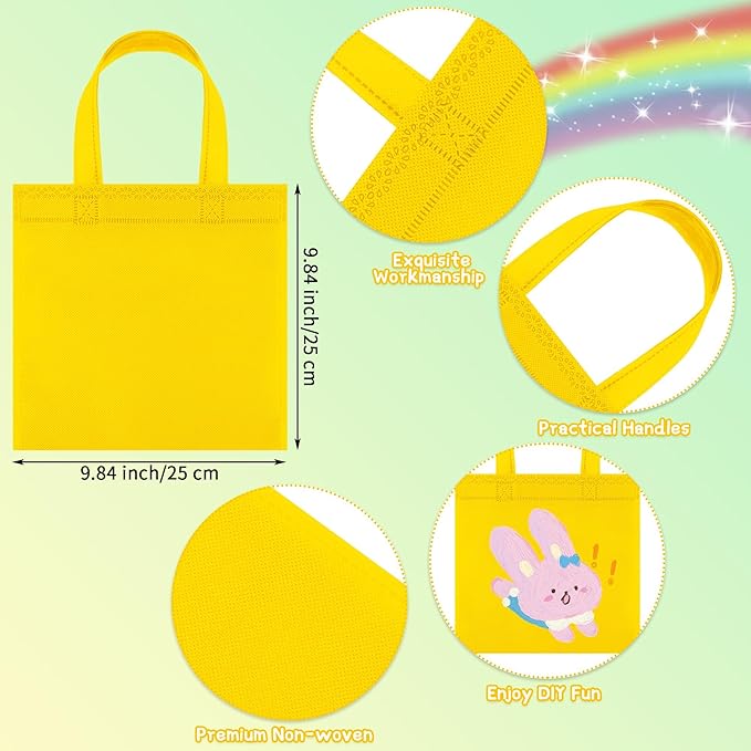 Aneco 25 Pack Reusable Non-woven Party Favor Bags 9.5×9.5 Inch Rainbow Gift Bag Goodie Treat Bags with Handles for Wedding Birthday Party