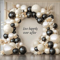 Black and White Balloons Arch Kit - 119 PCs Double Stuffed Cream and Black Balloons Garland Pearl White Sand Beige Ivory Balloons for Graduation Wedding Coquette Birthday Party Decorations