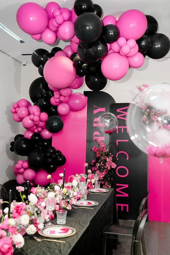 FOTIOMRG 110pcs Black Balloon Garland Arch Kit, 18 12 10 5 inch Black Latex Balloons Different Sizes Pack for Birthday Graduation Baby Shower Father's Day Party Decorations