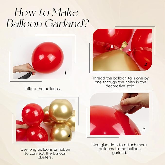 147pcs Red Black Gold Balloons Arch kit, 18 12 10 5 inch Red Black and Gold Balloons Garland for Anniversary Casino Night Hollywood New Years Movie Night Birthday Decorations
