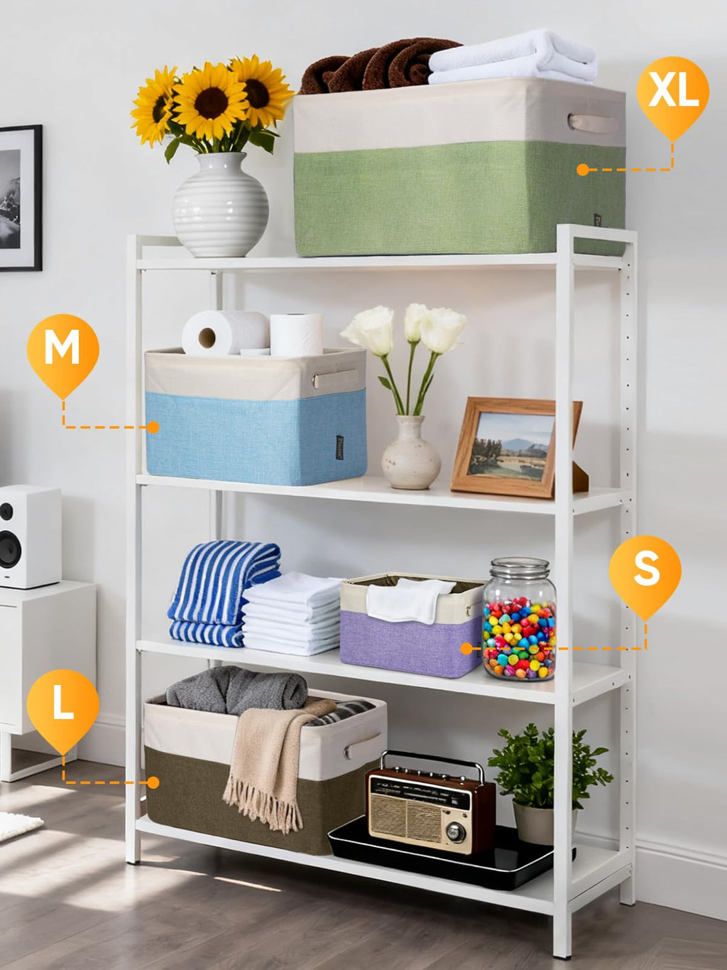 4 Pack Fabric Closet Storage Bins for Shelves (4 Count)