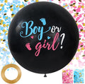 Large Gender Reveal Balloons - 2pcs 36 Inch Black Boy or Girl Balloon with Pink and Blue Confetti for Baby Shower Gender Reveal Ideas Party Decorations