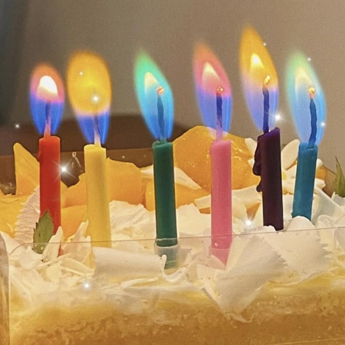 Happy Birthday Cake Candles,Birthday Candle Fun Colorful Candle Holders Included, for Birthday Cakes to Make it a Magical Celebration (Colorful, 12)