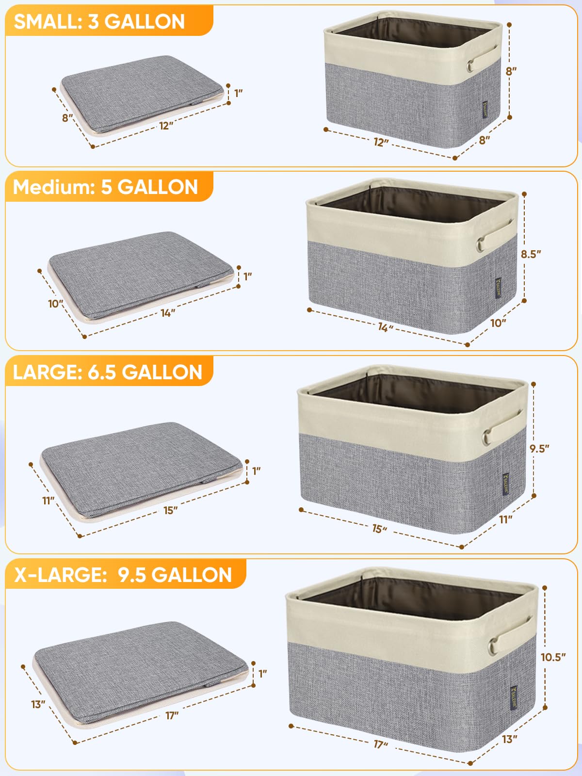 4 Pack Fabric Closet Storage Bins for Shelves (4 Count)