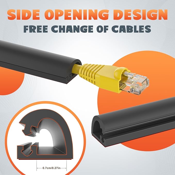 UOMTFAI Wall Cord Hider 39 Inch, Self Adhesive Cable Hider Cord Cover for Wires, Flexible Wire Cover Cable Raceway for Cord Management W0.59 H0.39in Black