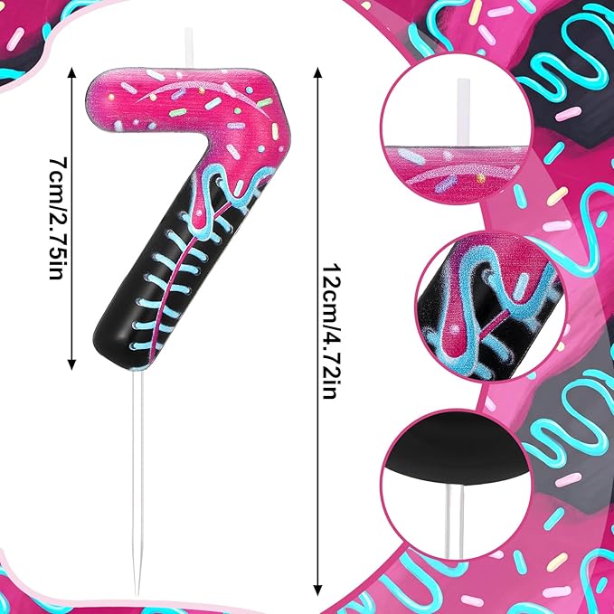 Conelist Ice Cream Drip Baseball Birthday Candle Number 7, Baseball Ice Cream Drip Birthday Cake Topper Pink Candle 7 for Cake Sport Team Theme Anniversary Celebration Party Decoration Favor Supply