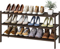 kiplant 3-Tier Long Shoe Rack, Bamboo Wood Shoe Rack for Entryway, Stackable | Foldable | Natural, Shoe Organizer for Hallway Closet, Free Standing Shoe Racks for Indoor Outdoor