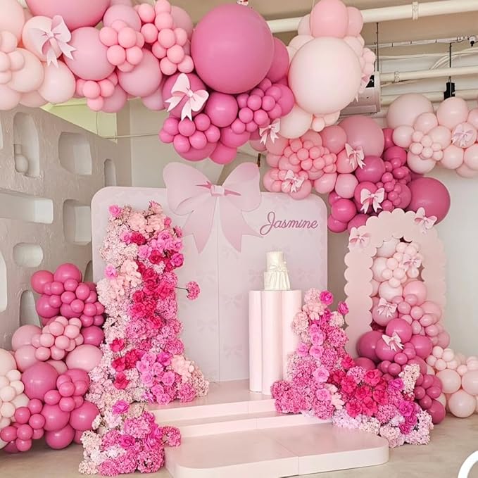 HILAVO Pink Mixed Balloons Set, 12 Inch Hot Pink Pastel Light Baby Pink Metallic Pink Latex Balloons Party Balloons for Women Girls Birthday Baby Shower Princess Anniversary Party Decorations