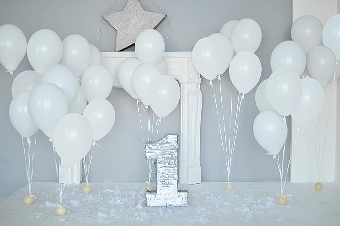Treasures Gifted Solid White Balloons 72 Pack - 12 Inch Latex Matte White Balloons - Party Supplies - Globos Blanco
