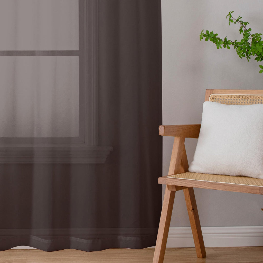 Chocolate Brown Sheer Curtains 72 Inch Length 2 Panels (2 Count)