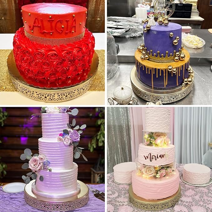 Cake Stand, Metal Round Cupcake Dessert Stand Cake Display Holder for Wedding Party Birthday Baby Showers Anniversary,Gold 16"