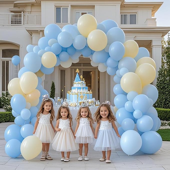 Light Blue Balloons 125 Pcs Different Sizes of 18 12 10 5 Inch Light Baby Pastel Sky Blue Balloon Arch Kit Garland for Birthday Baby Shower Gender Reveal Graduation Wedding Decoration