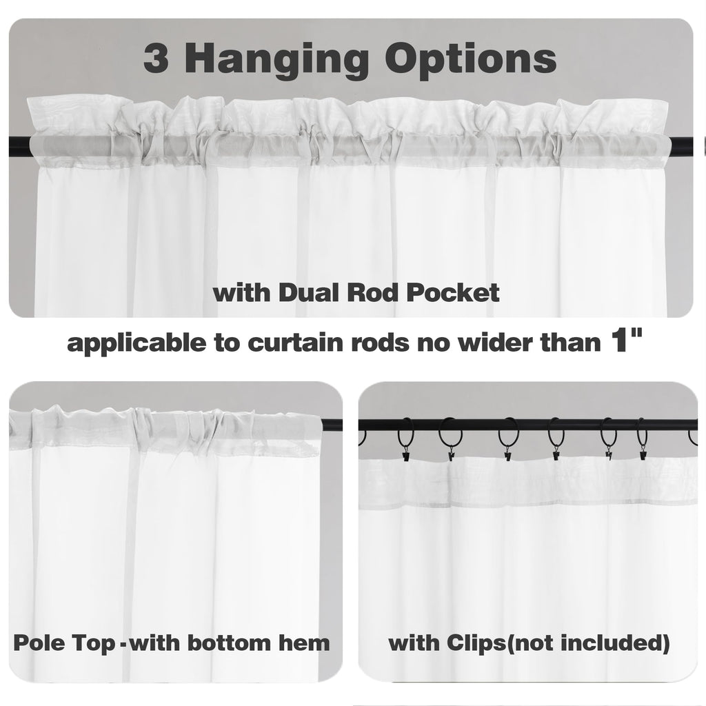 Extra Long White Sheer Curtains 144 inch 2 Panels (2 Count)
