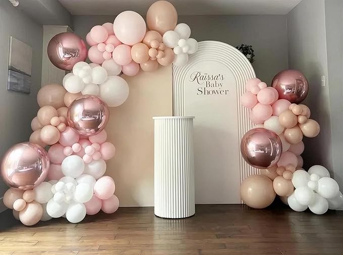 Pink Balloons, 60Pcs 12Inch Pink and White Balloons Include Macaron Pastel Metallic Pink White Confetti Balloons for Wedding Bridal Shower Baby Shower Birthday Party Decorations