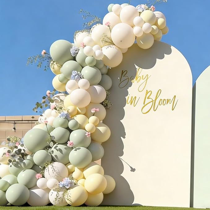 120pcs Sage Green Balloons, 18 12 10 5 inch Sage Balloons Different Sizes Sage Green Balloon Arch Kit for Wedding Bridal Baby Shower Birthday Party Decorations