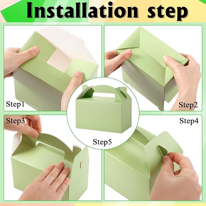 Skyygemm 24 Pcs Graduation Party Favor Gable Boxes Colorful Paper Treat Goodie Candy Cake Gift Box for Summer Birthday Wedding Party Decorations, 6 x 3.5 x 3.5 Inch(Jungle)