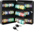 Ripeng 108-Keys Steel Key Lock Box - Wall Mount Key Cabinet with Colorful Secure Tags & Hooks Keys Organizer Storage for Home Office Hotel Rental Business Property Management, Black