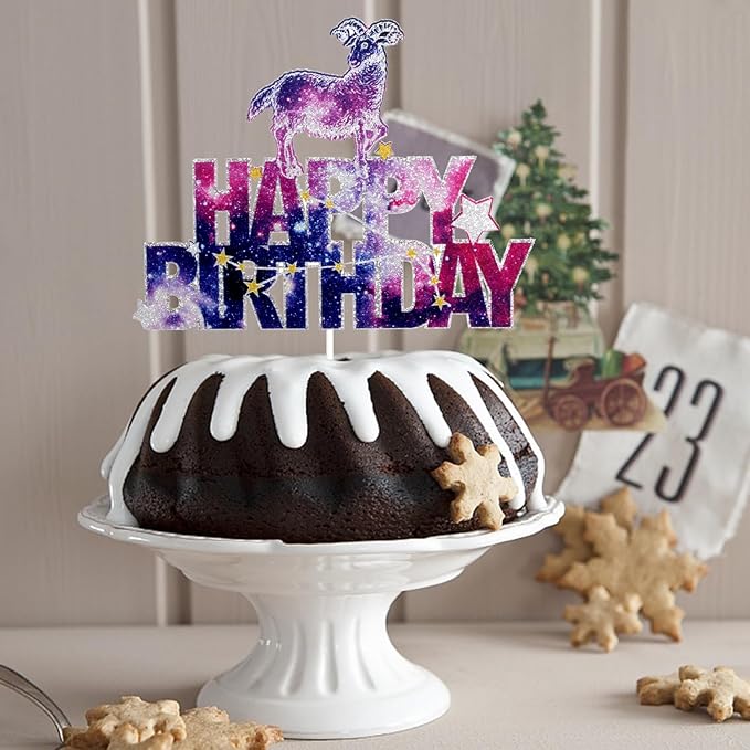 Constellation Aries Happy Birthday Cake Topper - Galaxy Star Aries Themed Birthday Party Cake Topper - Constellation Aries Cake Decoration For Boys Girls