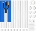 ZhiYo Wall Cable Hider, Cord Hider to Hide 2-3 Cords, TV Wire Hider for Wall, 204in Cable Management Kit, 12 x L17in Cable Raceway White, Paintable Cable Concealer, W0.98in x H0.5in