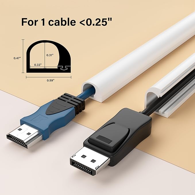 Cord Hider for Wall Mounted TV, 196" One Cable Cover with Side Open, Flexible Silicone Wire Raceway Management,Self-Adhesive Cord Organizer,Wire Concealer Channel, White