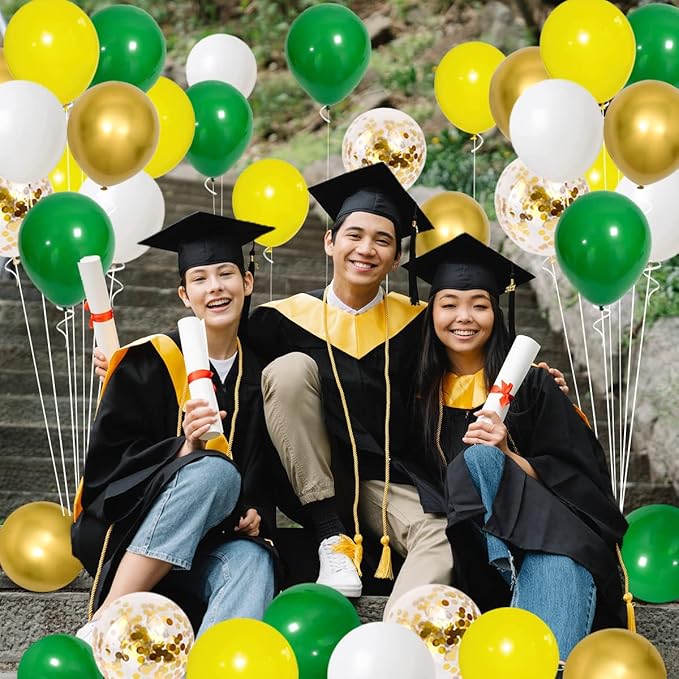 Dark Green, White, Metallic Gold, Yellow Balloons Set - 122PCS Tractor Party Supplies Latex Balloons for Tractor Birthday Baby Shower Farm yard Tractor Wedding Party Supplies