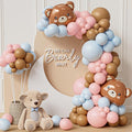 Bear Balloon Garland Arch Kit 121pcs Gender Reveal Blue Pink and Bear Foil Balloons for We Can Bearly Waits Bear Theme Birthday and He or She Gerder Reveal Party Decorations
