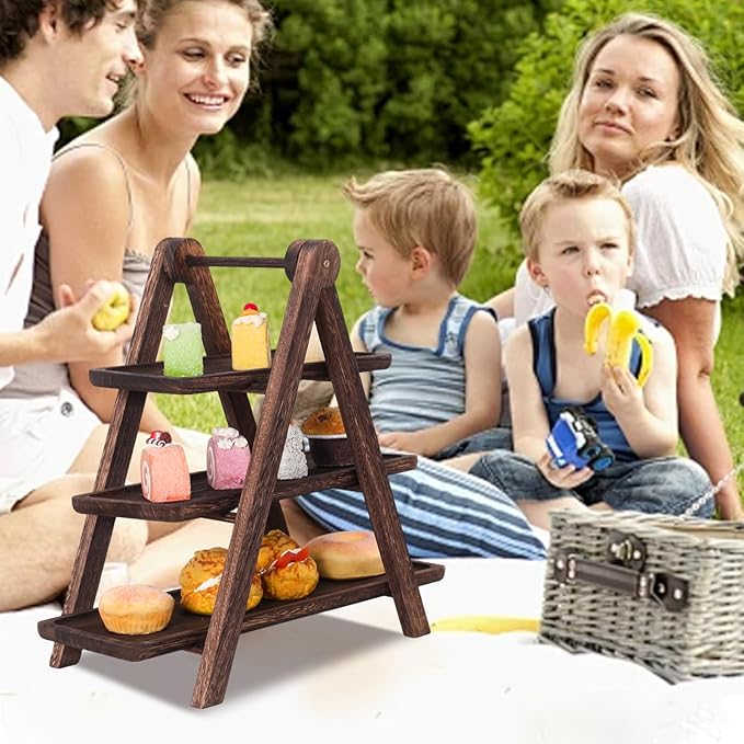 3 Tier wooden Cupcake Stand,Serving Tray, Party Serving Decorative Tray Decor for gathering food trays, farmhouse service trays,tiered tray stand,dessert display set