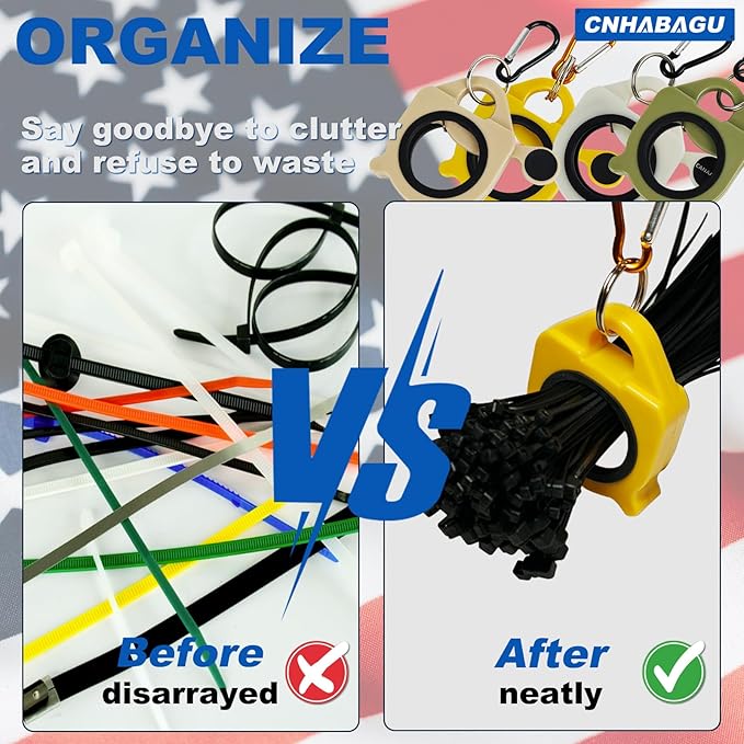 Zip Tie Holder Organizer Cable Tie Organizer Holder for Tool Belt Strong Efficient Solution for Electrician Zip Ties Holder Reusable Portable Safety(Khaki, 4 Pack)