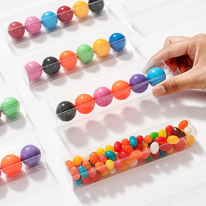 JCXPACK 100PCS Gumball Tubes Party Favor, Candy Container, Clear Boxes for 6