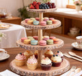 Cupcake Stand, 4 Tier Large Cupcake Stand Rustic Dessert Table Display Set Wood Cupcake Tower Cake Stand Tiered Tray Stand for Wedding Birthday Shower Comes with 10 Sets Wooden Utensils