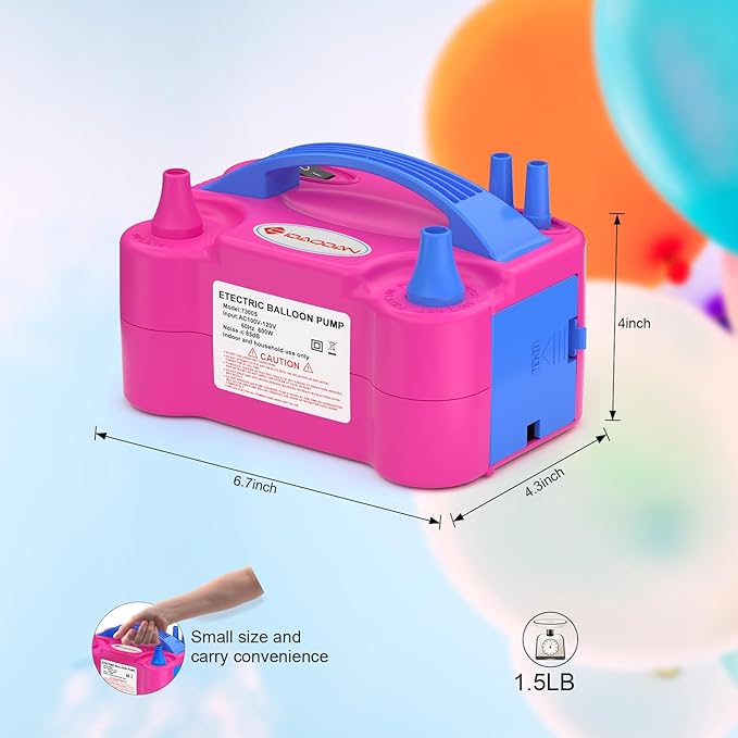 ID IDAODAN 4-in-1 Electric Balloon Pump with Triple Nozzles, Dual Motor Balloon Inflator & Deflator for Latex, Foil & 260Q Balloons