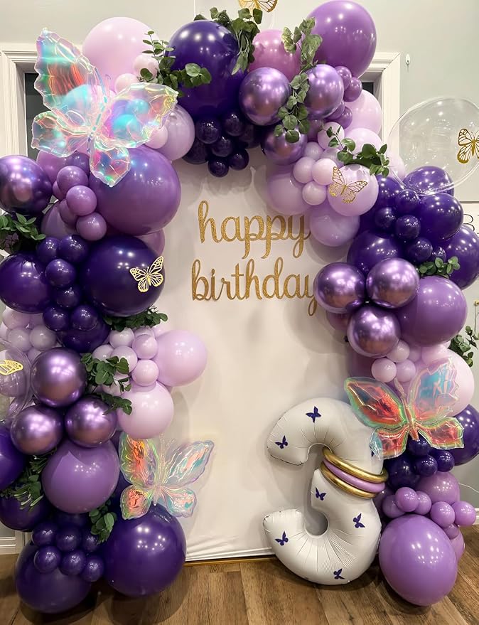 Purple Balloons - 12 Inch Dark Metallic Purple Balloons Macaron Lavender Pearl Lilac Balloon Different Shades Latex Balloon for Mothers Day Birthday Wedding Bridal Showers Party Decorations
