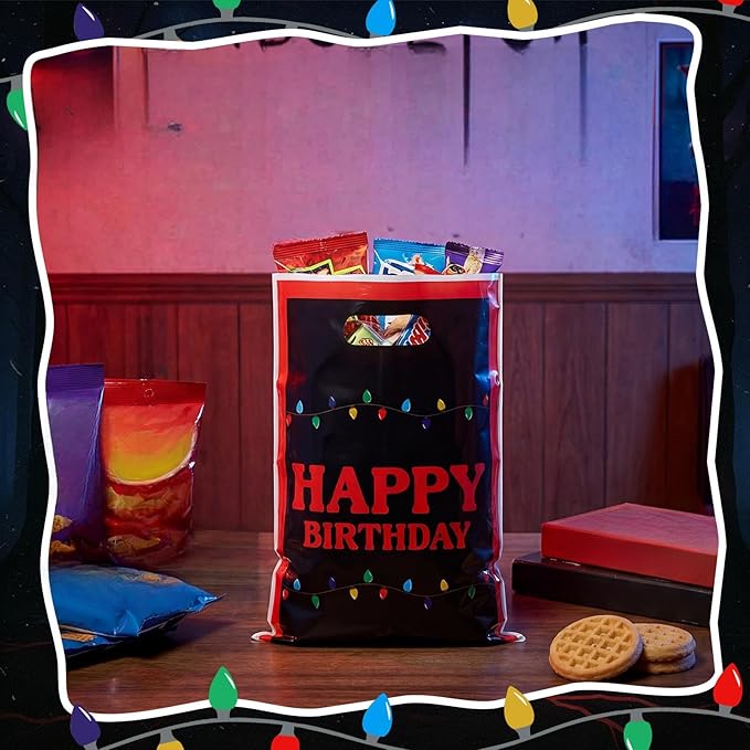Eccliy 30 Pcs Strange Themed Party Favor Bags Retro Scary Colorful Light Bulbs Party Decorations Retro Scary Neon Glow Spooky Themed Bags for Birthday Supplies