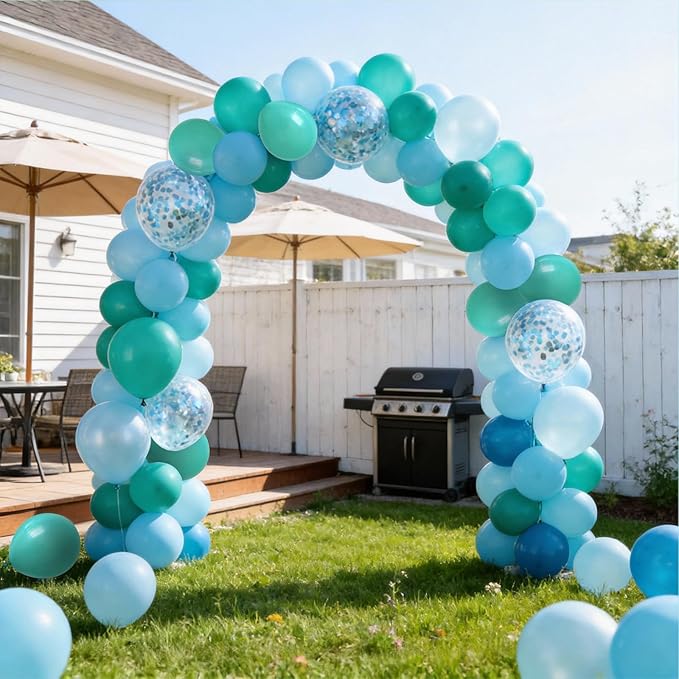 60Pcs Teal Blue Balloons, 12inch Teal and Light Blue Balloons Turquoise Blue Confetti Latex Balloons for Wedding Bridal Shower Birthday Graduation Party Decorations