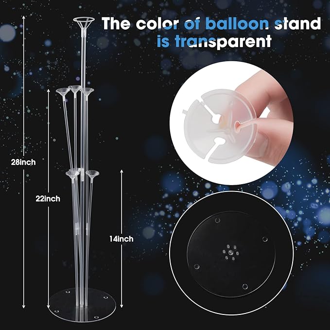 Voircoloria 6 Sets Balloon Stand Kits, Balloon Sticks Holders with Base for Table Graduation Birthday Baby Shower Gender Reveal Party Decorations