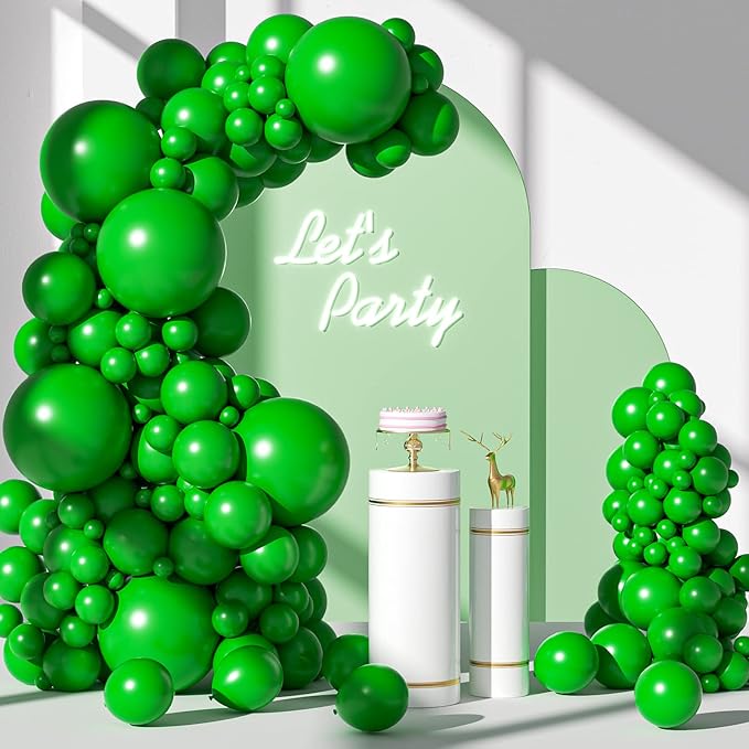 FOTIOMRG 110pcs Green Balloon Garland Arch Kit, 18 12 10 5 inch Green Latex Balloons Different Sizes Pack for Birthday Graduation Baby Shower Jungle Christmas Party Decorations