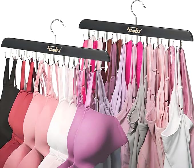 2 Pack Tank Top Hangers Space Saving, Bra Hangers for Closet Organizer, Bra Organizer for Closet, Space Saving Organizers and Storage for Dorm & Apartment for Tankto (Black)