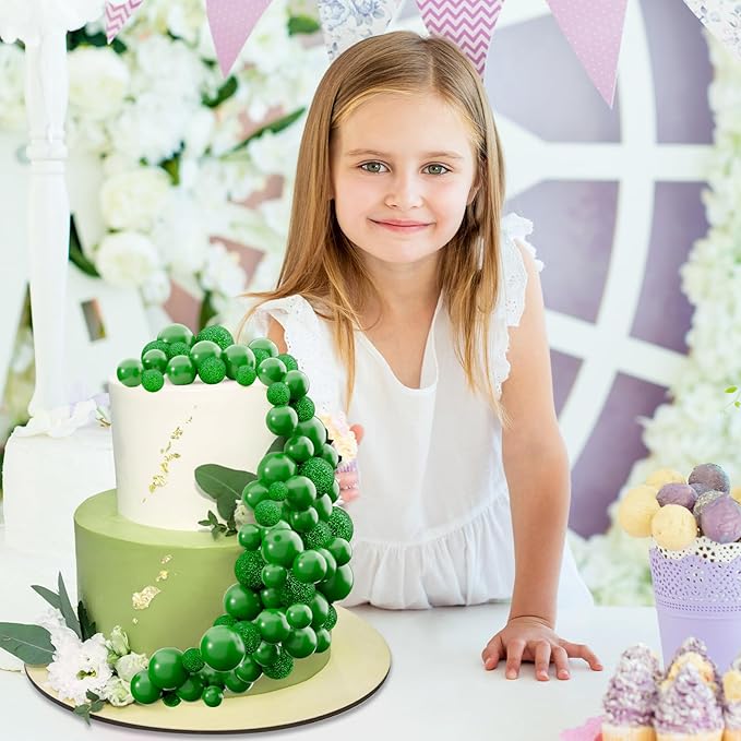 60Pcs Glitter Cake Balls Decorations Foam Cake Topper Balls Mini Balloon Cupcake Toppers for Cake Decorating Birthday Baby Shower Party (Glitter Green)