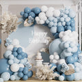 AULE Blue Balloon Arch Kit 155Pcs Dusty Macaron Blue White Balloons Garland for Birthday Graduation Anniversary Gender Reveal Baby Shower Theme Party Decoration