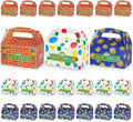 FestiVex 24 Pcs Kids Birthday Party Favor Boxes Gable Treat Gift Boxes with Brick Wall Cookie and Polka Dot Designs for Candy Cookies Small Gifts Goodie Bags Party Supplies