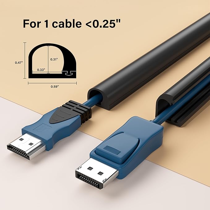 Cord Hider for Wall Mounted TV, 118" One Cable Cover with Side Open, Flexible Silicone Wire Raceway Management,Self-Adhesive Cord Organizer,Wire Concealer Channel, Black