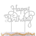 Happy Birthday Cake Topper Silver Crystal Rhinestone Birthday Cake Decoration for Women Metal Birthday Party Sparkly Bling Diamond Cake Topper Party Decoration Centerpieces Keepsake
