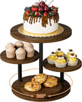 Cupcake Holder for 50 Cupcakes Wood Cake Stand with 4 Tiered Serving Tray 360°Rotating Dessert Stands Round Cookie Trays for Parties Wedding Baby Shower Afternoon Tea Dessert Table, Walnut