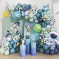 167pcs Space Balloons Arch Kit - Outer Space Party Decorations with Astronaut Rocket Blue Green Balloons for Baby Shower