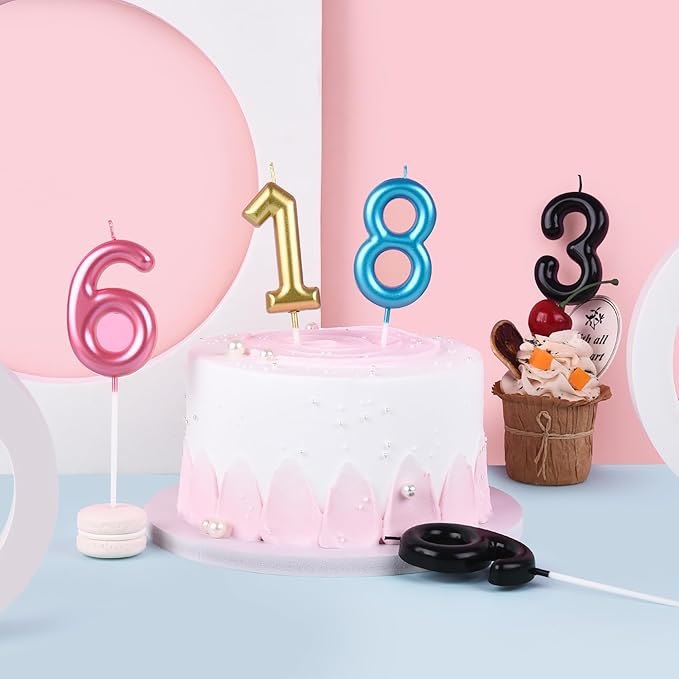 PHD CAKE 2.76 inch Classical Black 0 Number Birthday Candles, Black Number Candles, Cake Number Candles, Party Celebration