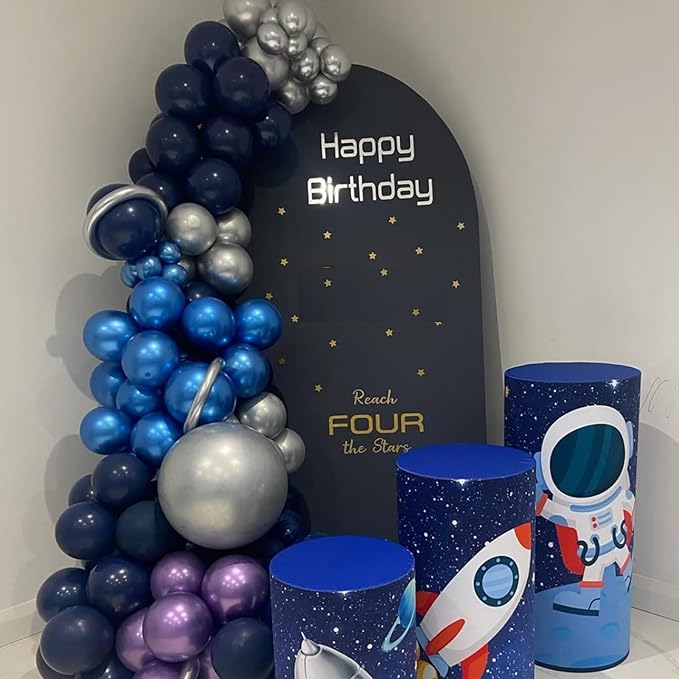 Blue Balloon Arch Kit, Navy Blue and Silver Balloons Garland Arch Kit with Different Size, Metallic Blue Silver Balloons for Birthday Baby Shower Graduations Class of 2026 Prom Decorations