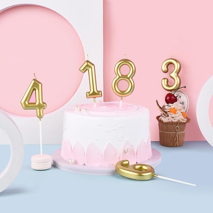 2.76 Inch Classical Gold 50 Number Birthday Candles, Gold Number Candles, Cake Number Candles, Party Celebration